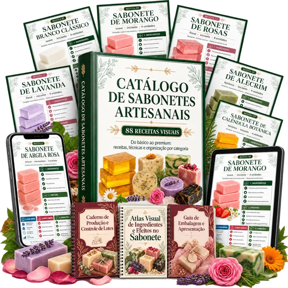 Catálogo de Sabonetes Artesanais com 88 receitas e três bônus